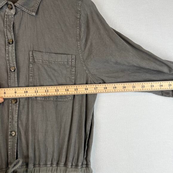 Faherty Arlie Day Jumpsuit Womens Small Surplus Green Long Sleeve Linen Blend - Picture 5 of 8